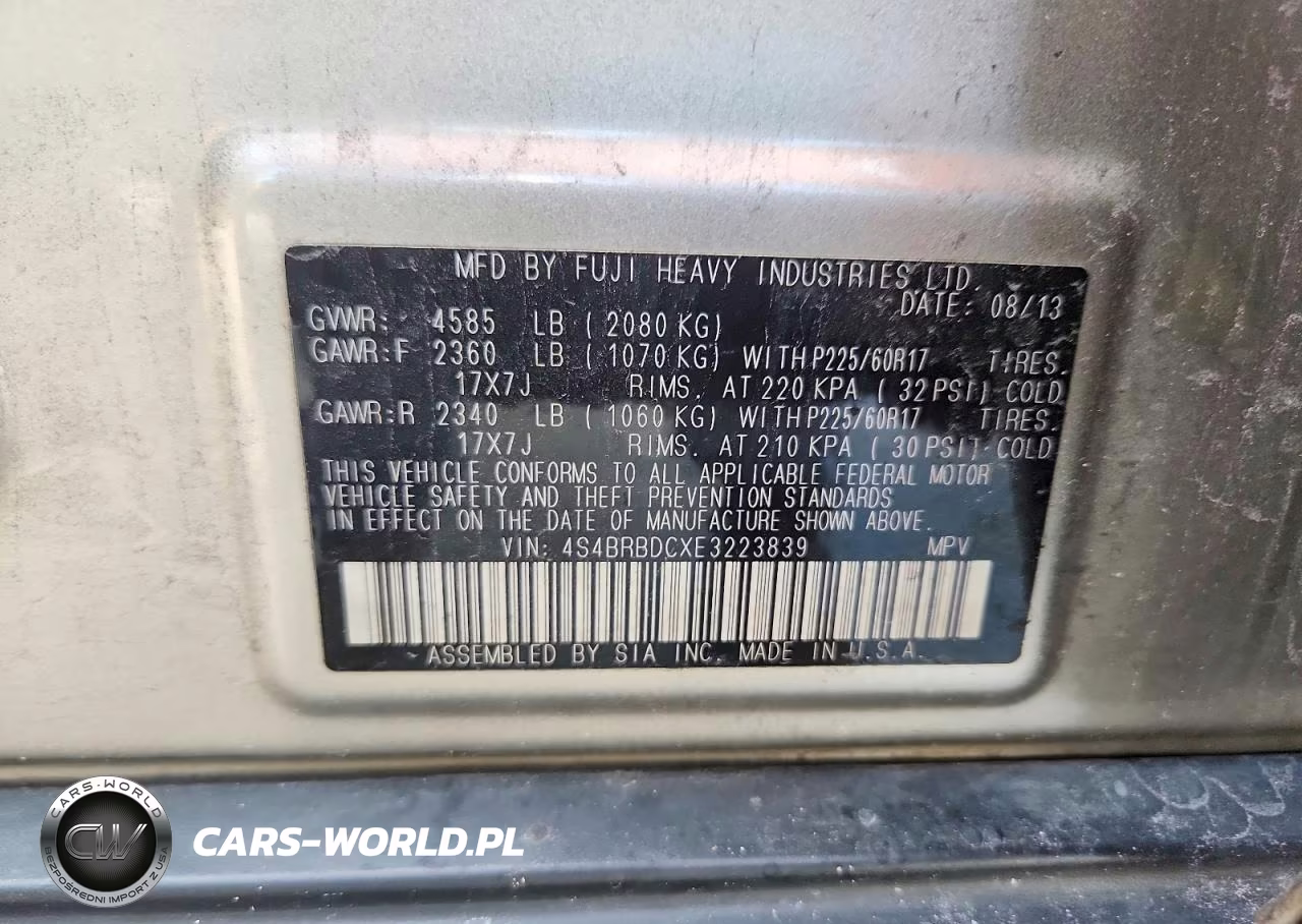 2014 Subaru Outback 2.5I Premium VIN:4S4BRBDCXE3223839 - 13