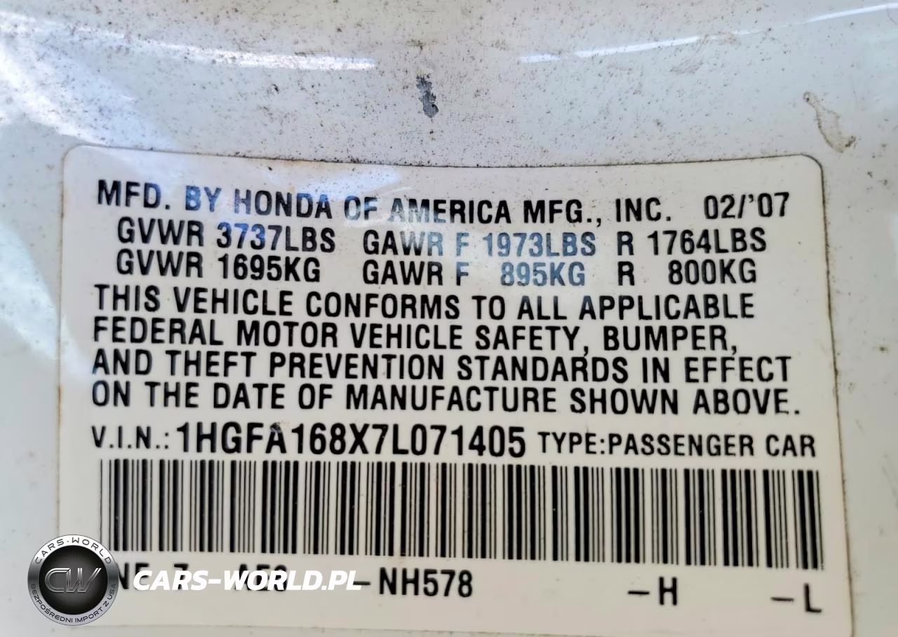 2007 Honda Civic Ex VIN:1HGFA168X7L071405 - 12