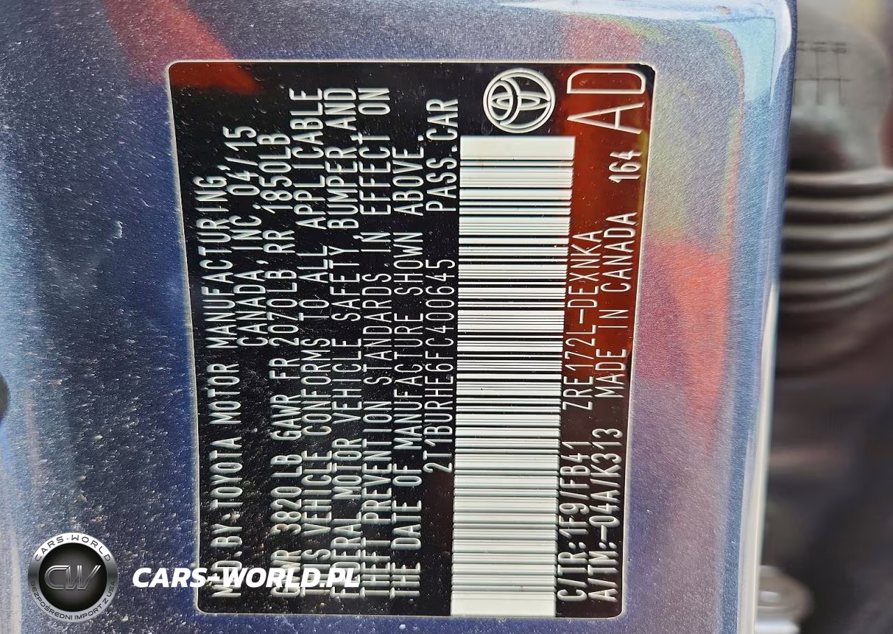 2015 Toyota Corolla Le VIN:2T1BURHE6FC400645 - 12