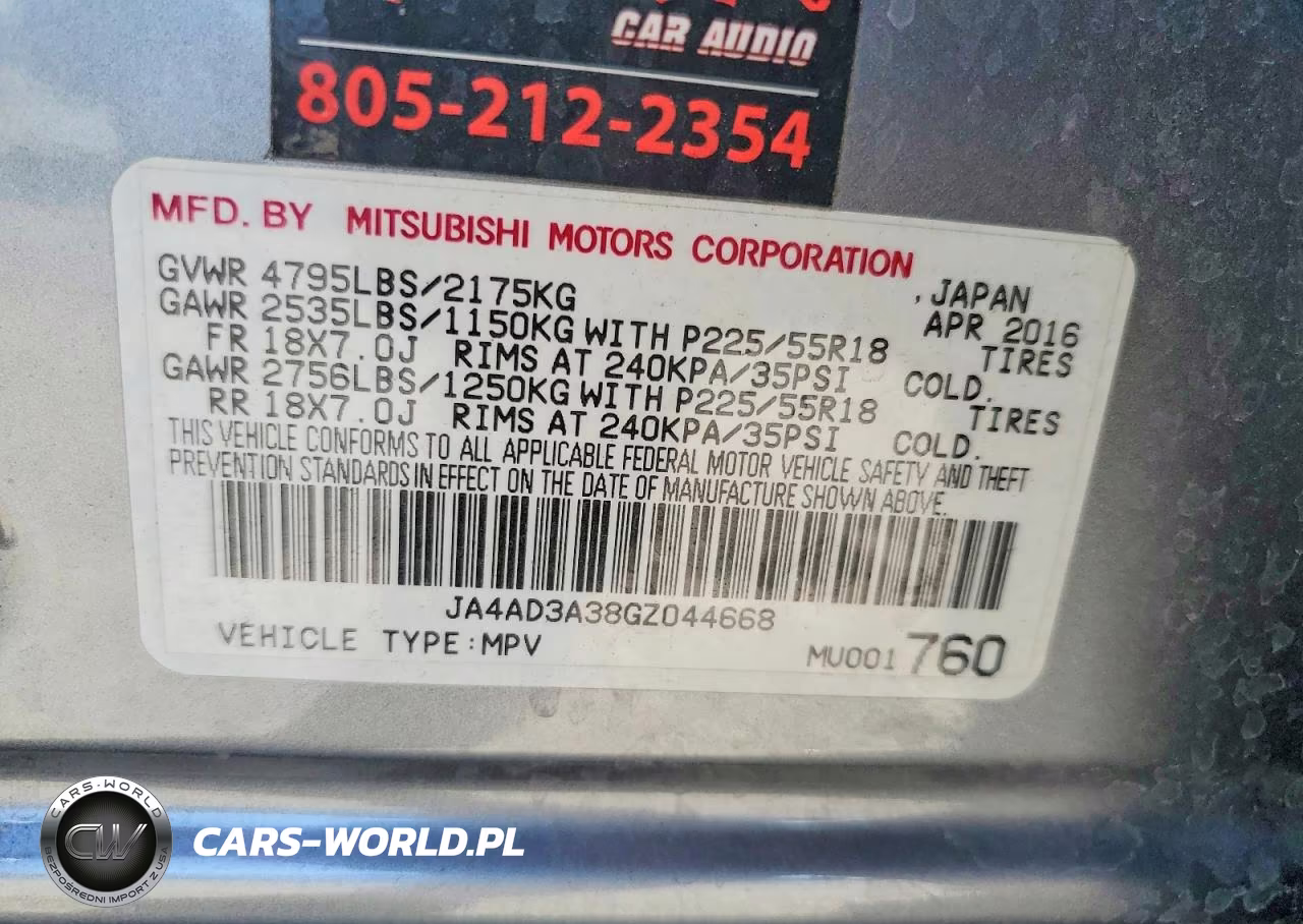 2016 Mitsubishi Outlander Se VIN:JA4AD3A38GZ044668 - 13