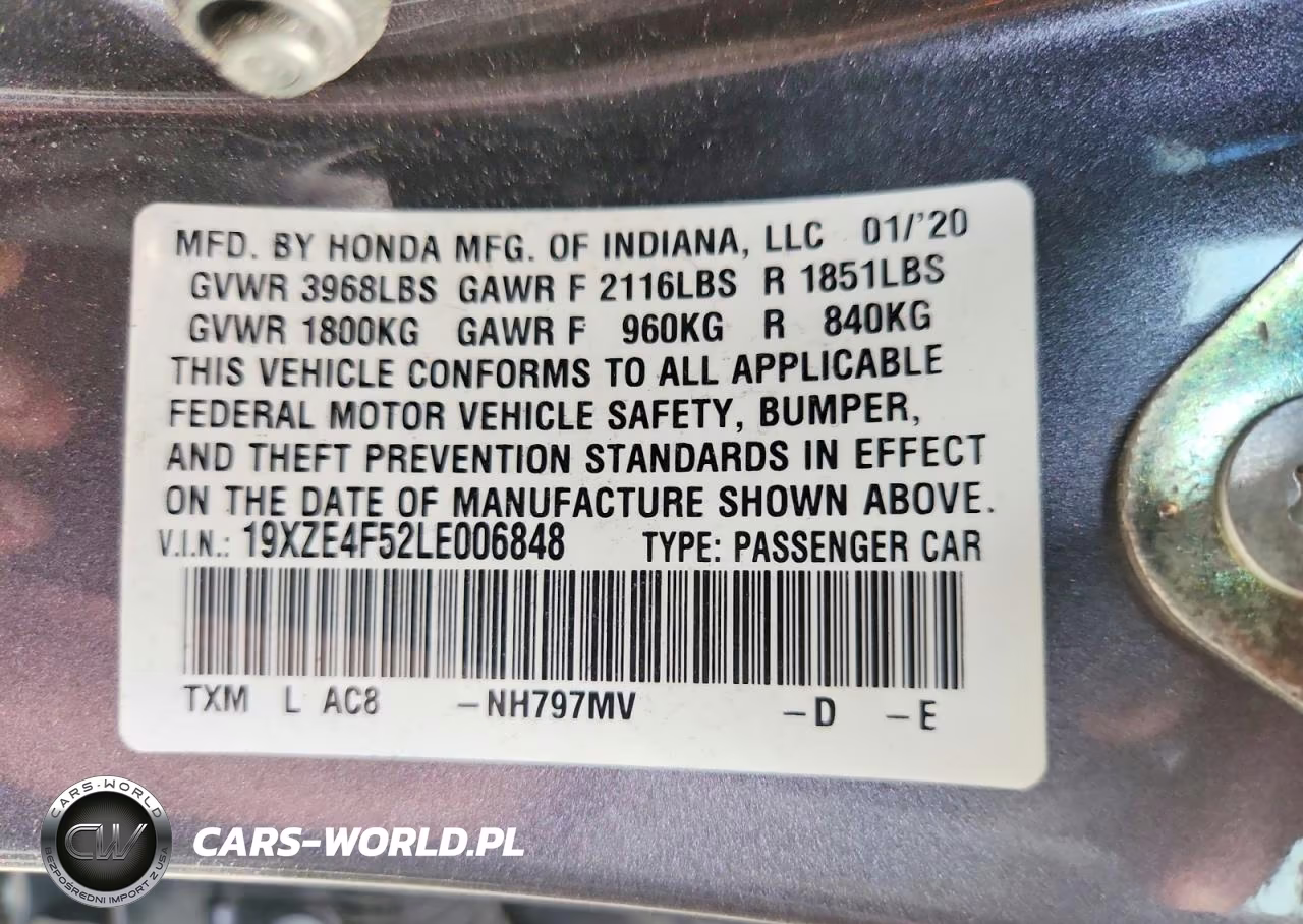 2020 Honda Insight Ex VIN:19XZE4F52LE006848 - 12