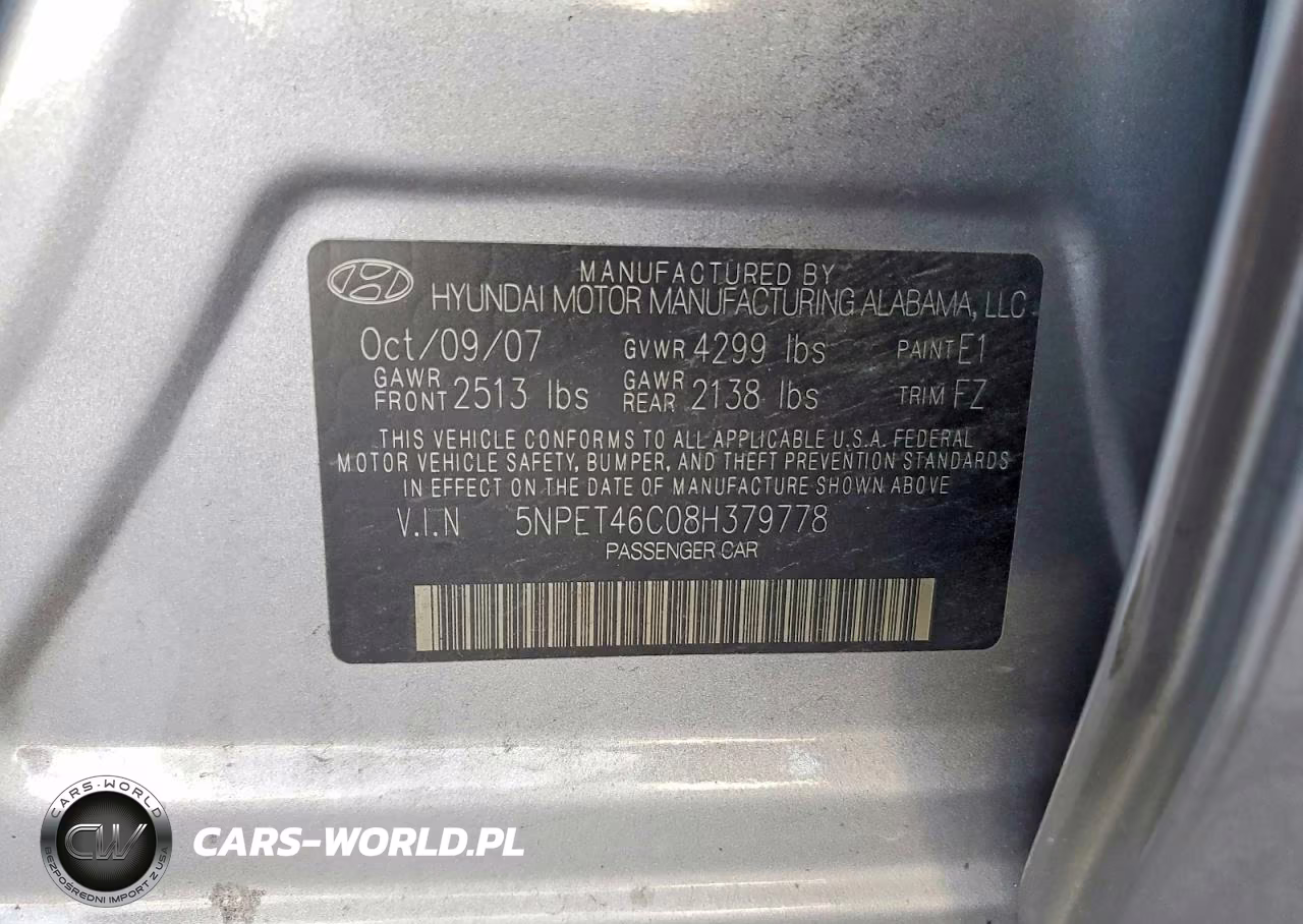 2008 Hyundai Sonata Gls VIN:5NPET46C08H379778 - 12