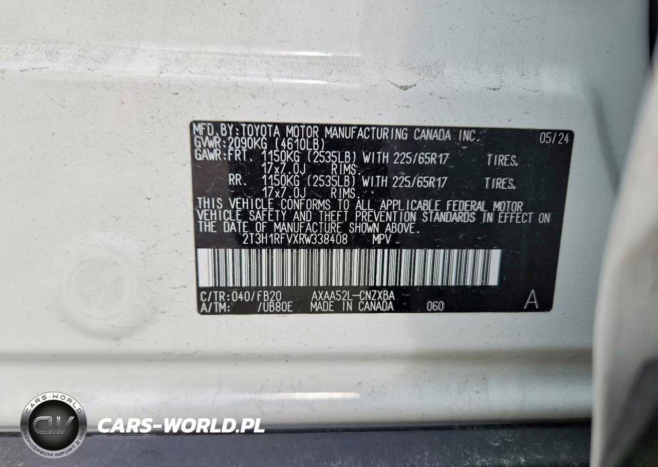 2024 Toyota Rav4 Le VIN:2T3H1RFVXRW338408 - 14
