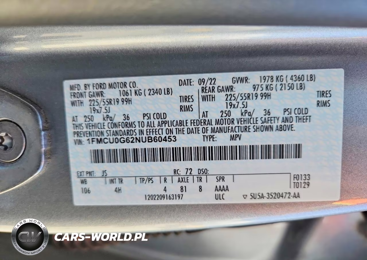 2022 Ford Escape Se VIN:1FMCU0G62NUB60453 - 13
