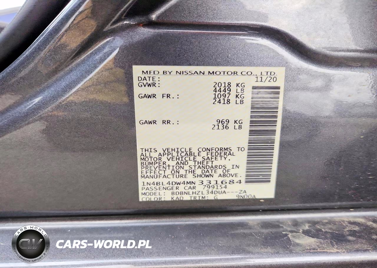 2021 Nissan Altima Sv VIN:1N4BL4DW4MN331684 - 13