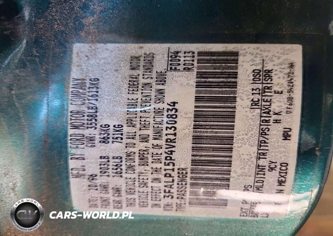 1997 Ford Escort Lx VIN:3FALP15P4VR130834 - 12
