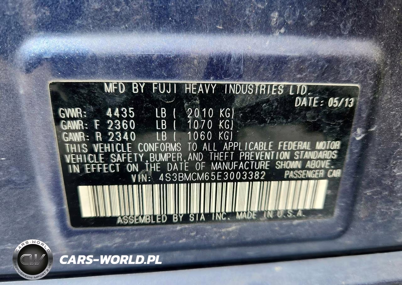 2014 Subaru Legacy 2.5I Limited VIN:4S3BMCM65E3003382 - 13