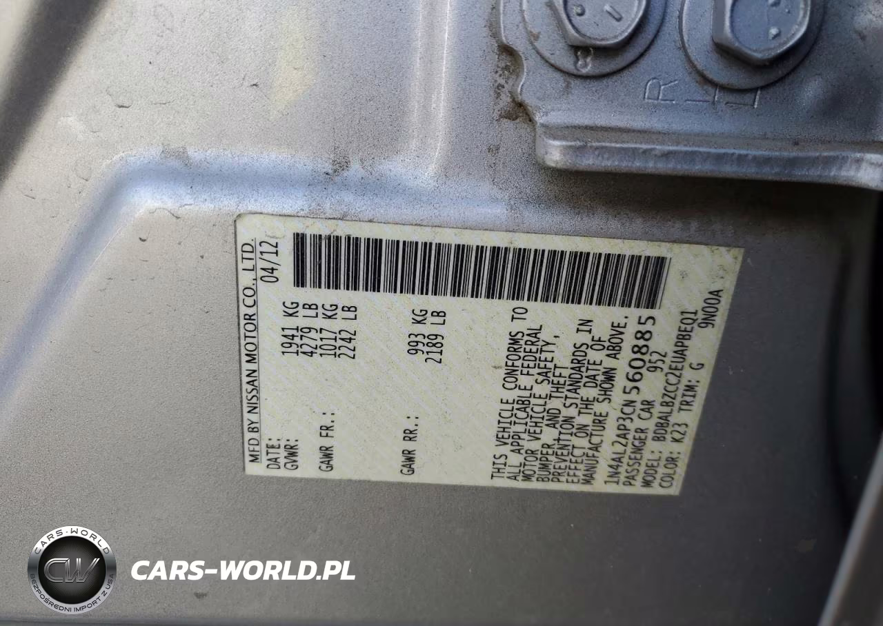 2012 Nissan Altima Base VIN:1N4AL2AP3CN560885 - 12