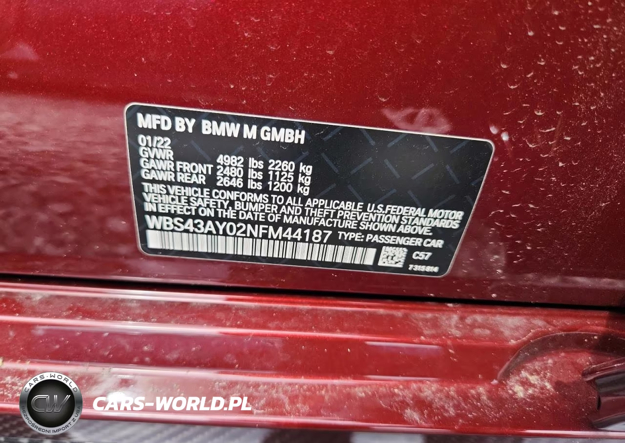 2022 BMW M3 Competition VIN:WBS43AY02NFM44187 - 12