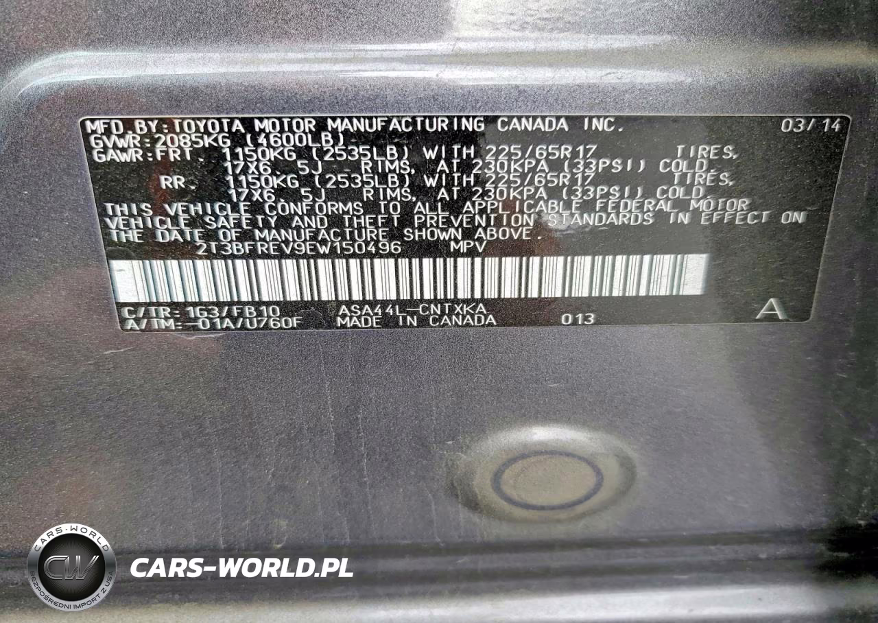 2014 Toyota Rav4 Le VIN:2T3BFREV9EW150496 - 14