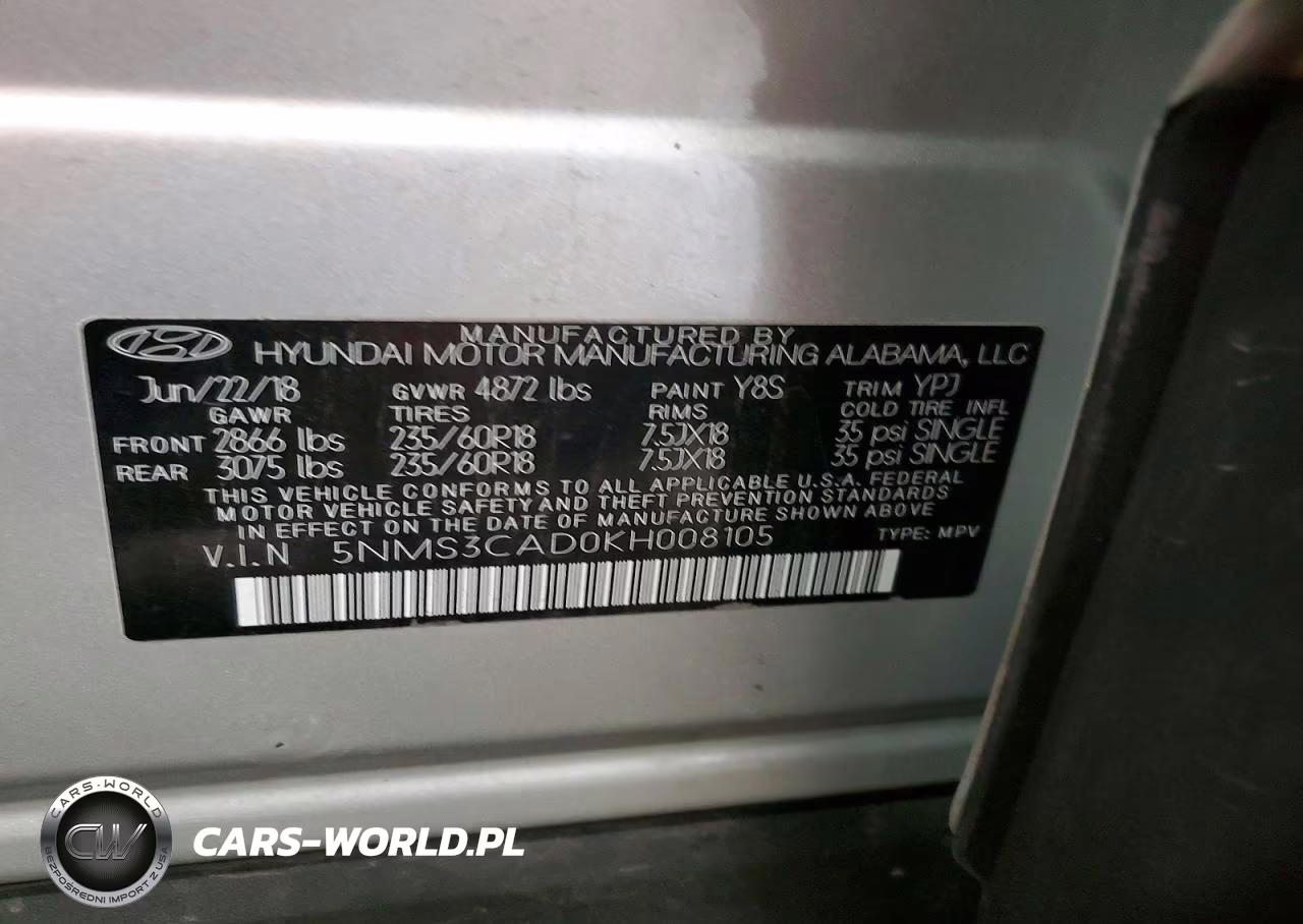 2019 Hyundai Santa Fe Sel Plus 2.4L VIN:5NMS3CAD0KH008105 - 14
