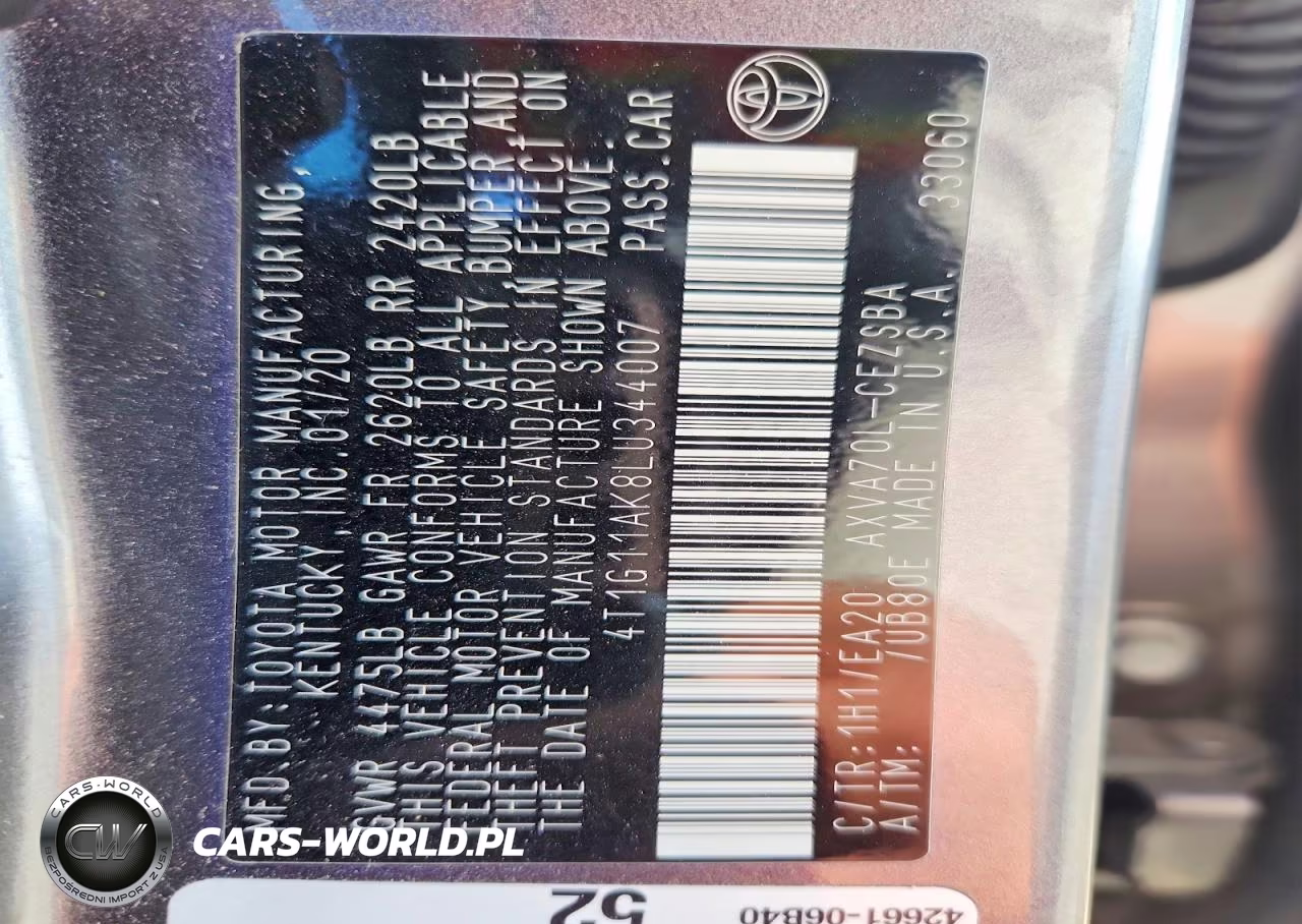 2020 Toyota Camry Se VIN:4T1G11AK8LU344007 - 12