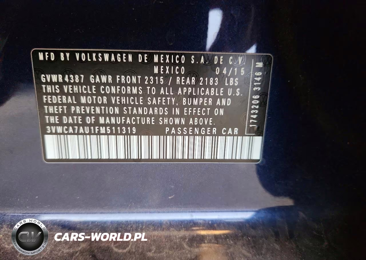 2015 Volkswagen Golf Sportwagen Tdi S VIN:3VWCA7AU1FM511319 - 13