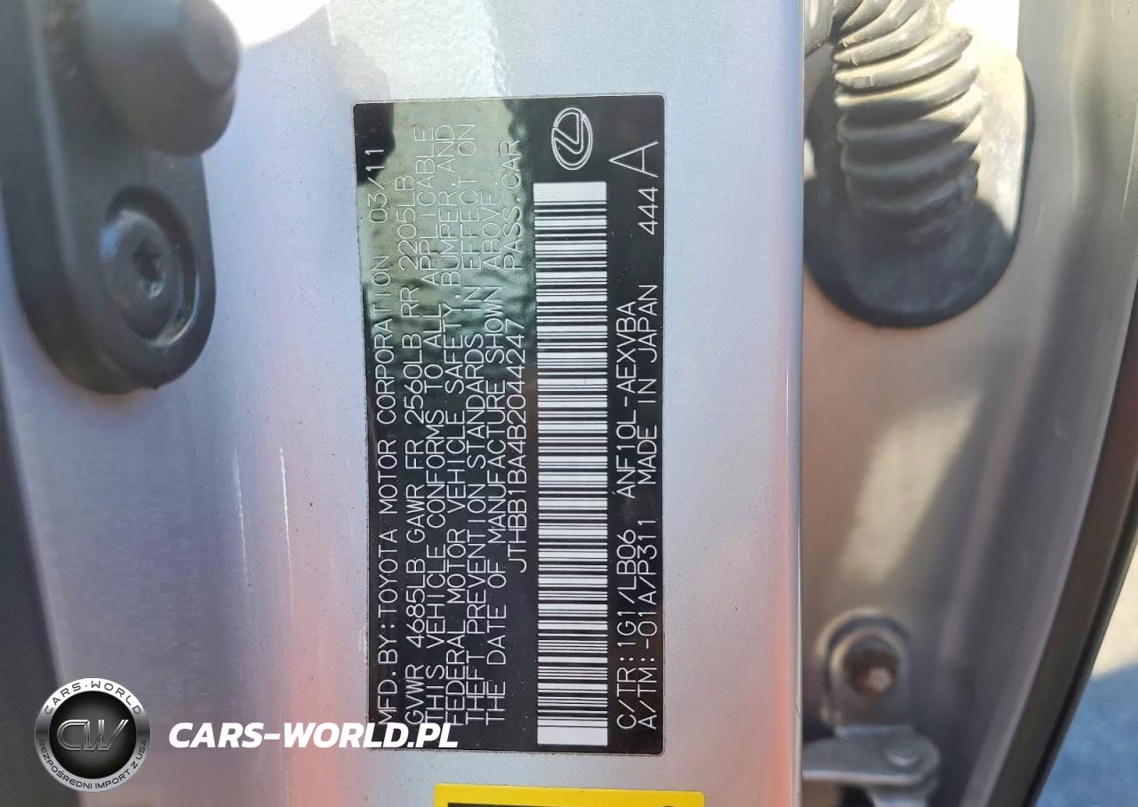 2011 Lexus Hs 250H VIN:JTHBB1BA4B2044247 - 12