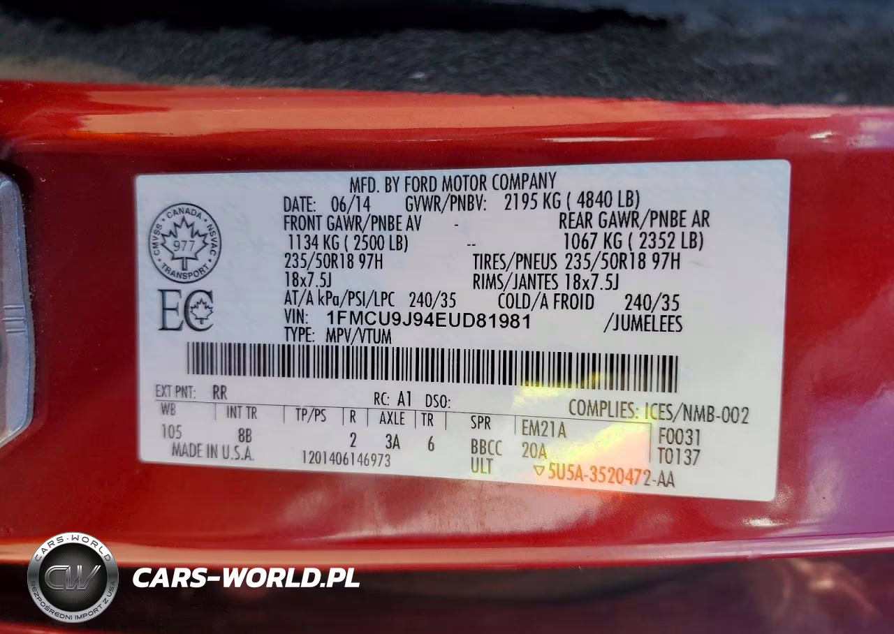 2014 Ford Escape Titanium VIN:1FMCU9J94EUD81981 - 13