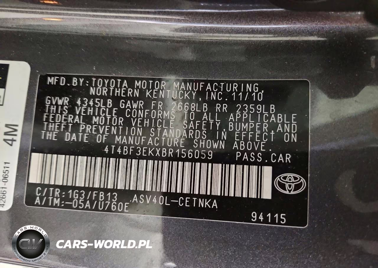 2011 Toyota Camry Le VIN:4T4BF3EKXBR156059 - 13