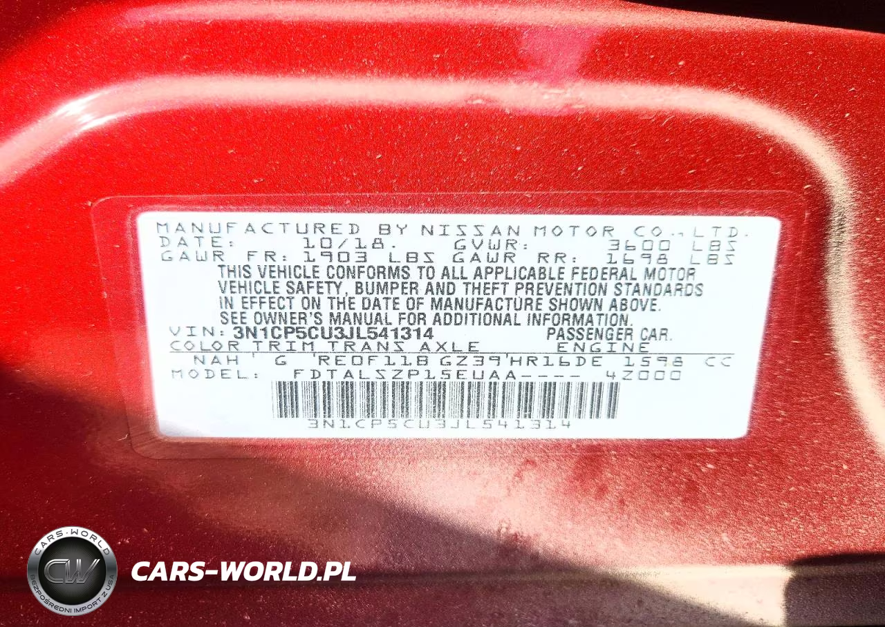 2018 Nissan Kicks Sv VIN:3N1CP5CU3JL541314 - 14