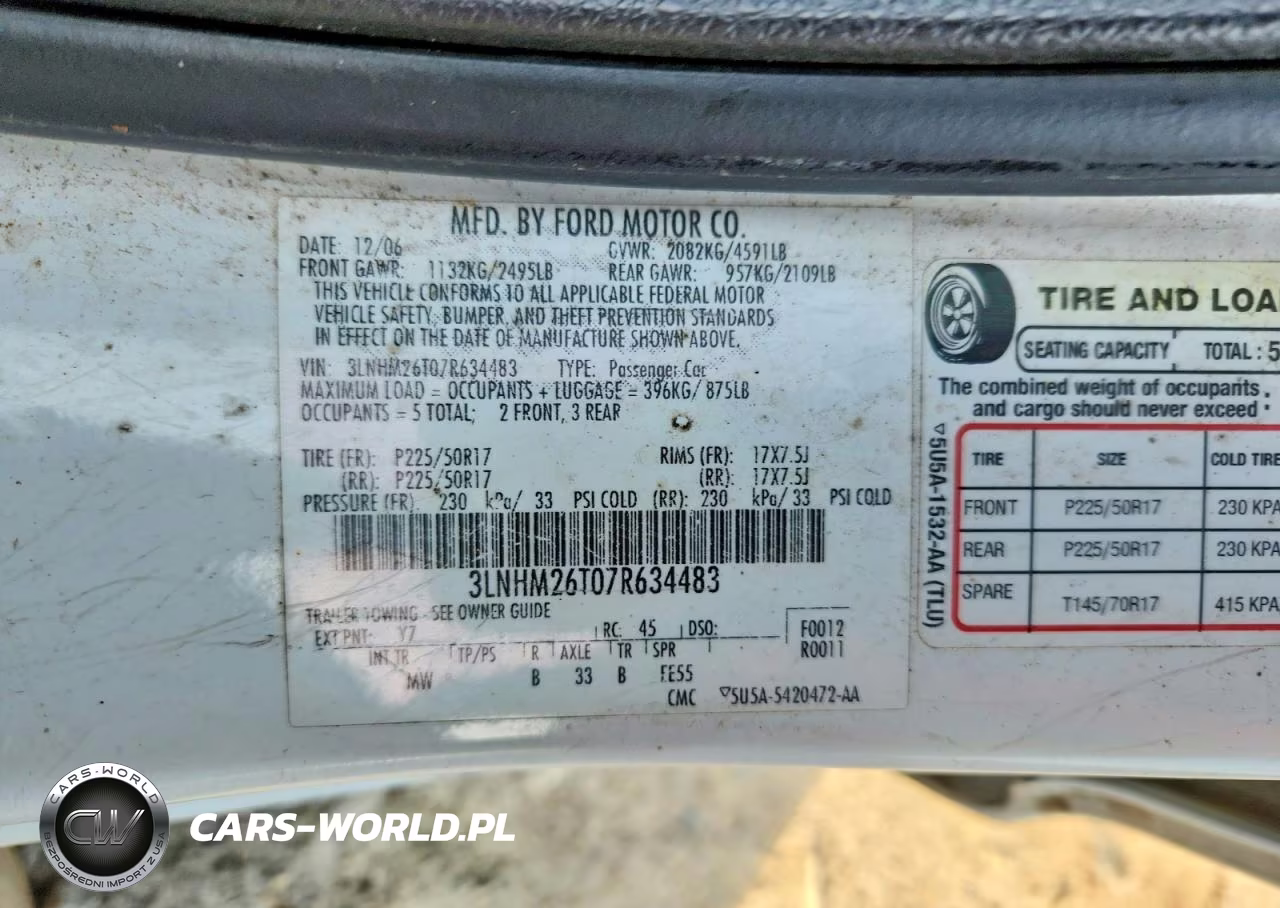 2007 Lincoln Mkz VIN:3LNHM26T07R634483 - 12