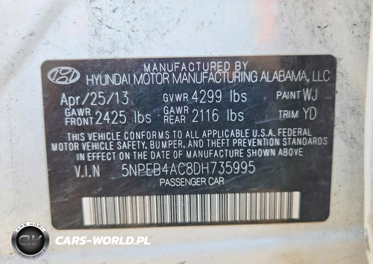 2013 Hyundai Sonata Gls VIN:5NPEB4AC8DH735995 - 12