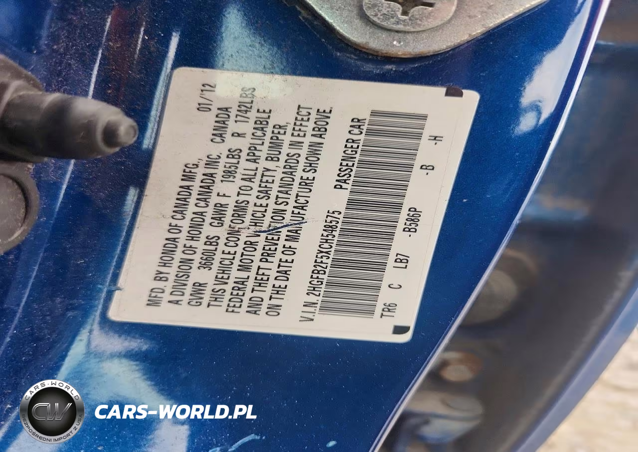 2012 Honda Civic Lx VIN:2HGFB2F5XCH548575 - 12
