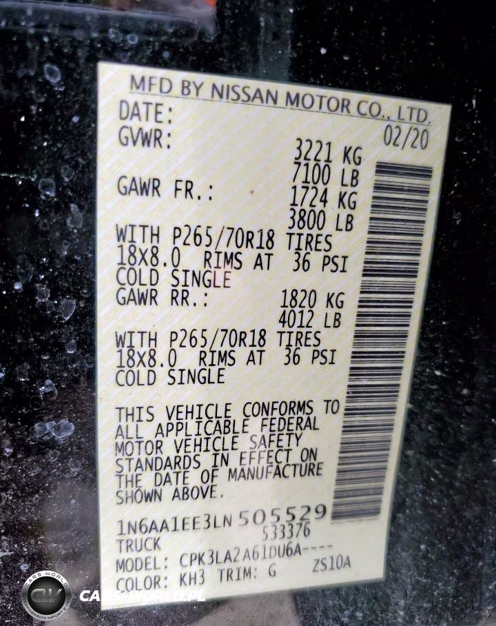 2020 Nissan Titan S VIN:1N6AA1EE3LN505529 - 12