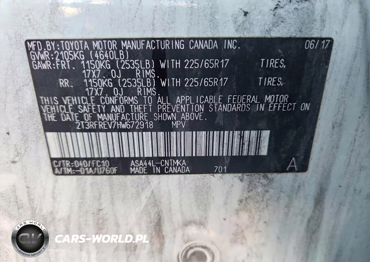 2017 Toyota Rav4 Xle VIN:2T3RFREV7HW672918 - 12