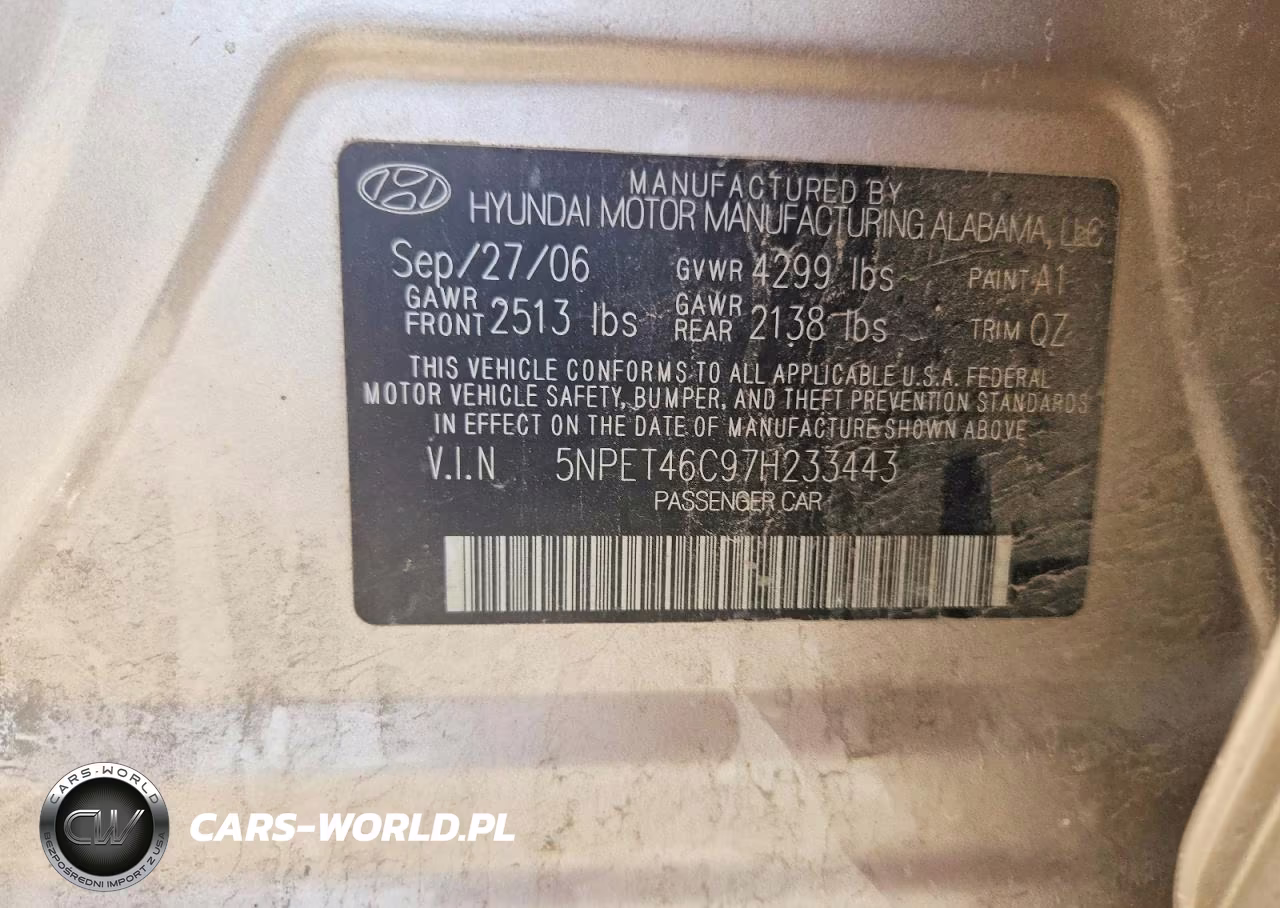 2007 Hyundai Sonata Gls VIN:5NPET46C97H233443 - 13