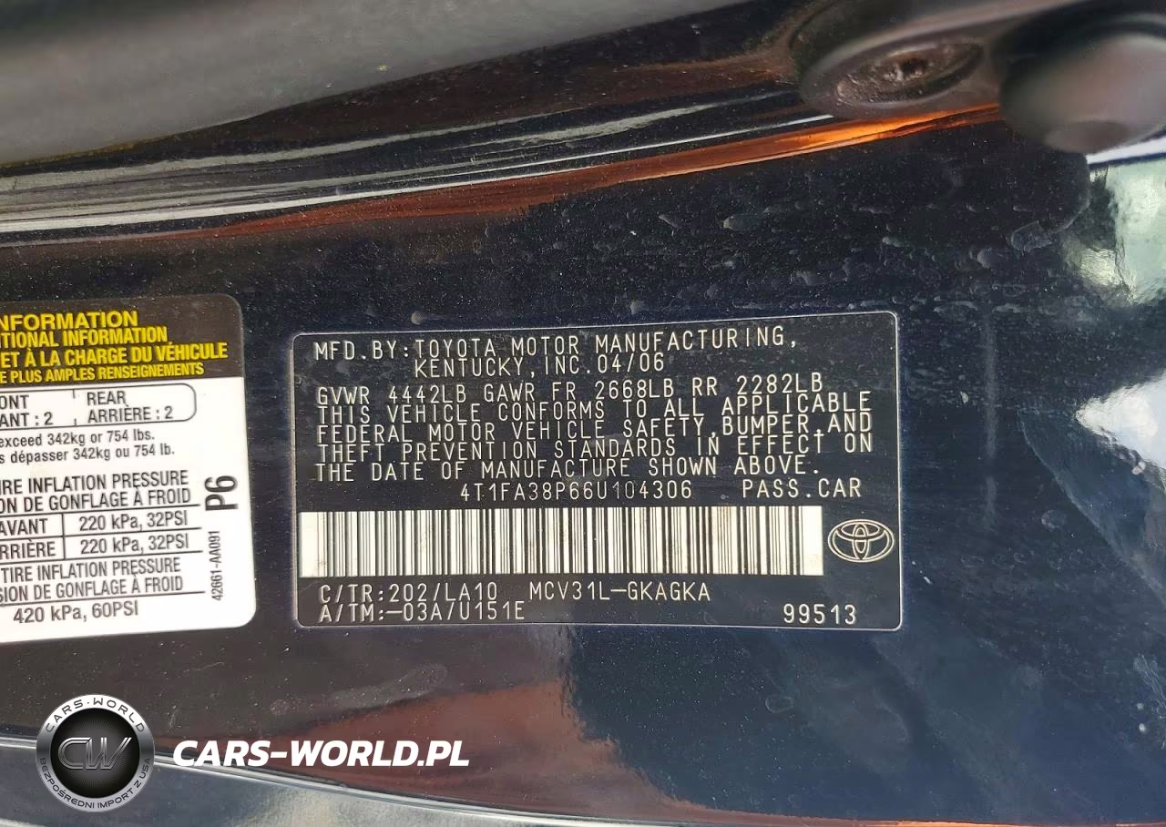 2006 Toyota Camry Solara Sle V6 VIN:4T1FA38P66U104306 - 12