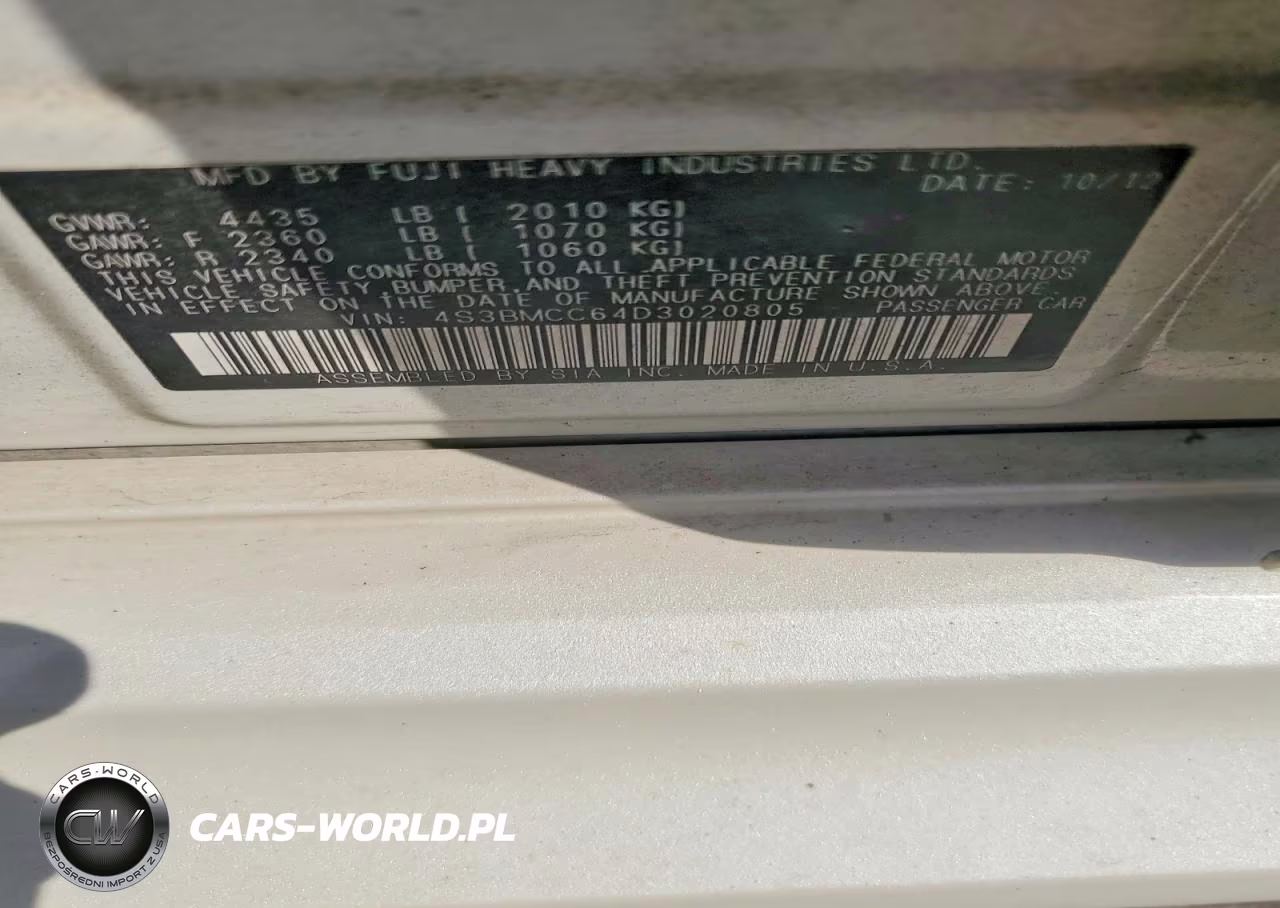 2013 Subaru Legacy 2.5I Premium VIN:4S3BMCC64D3020805 - 12