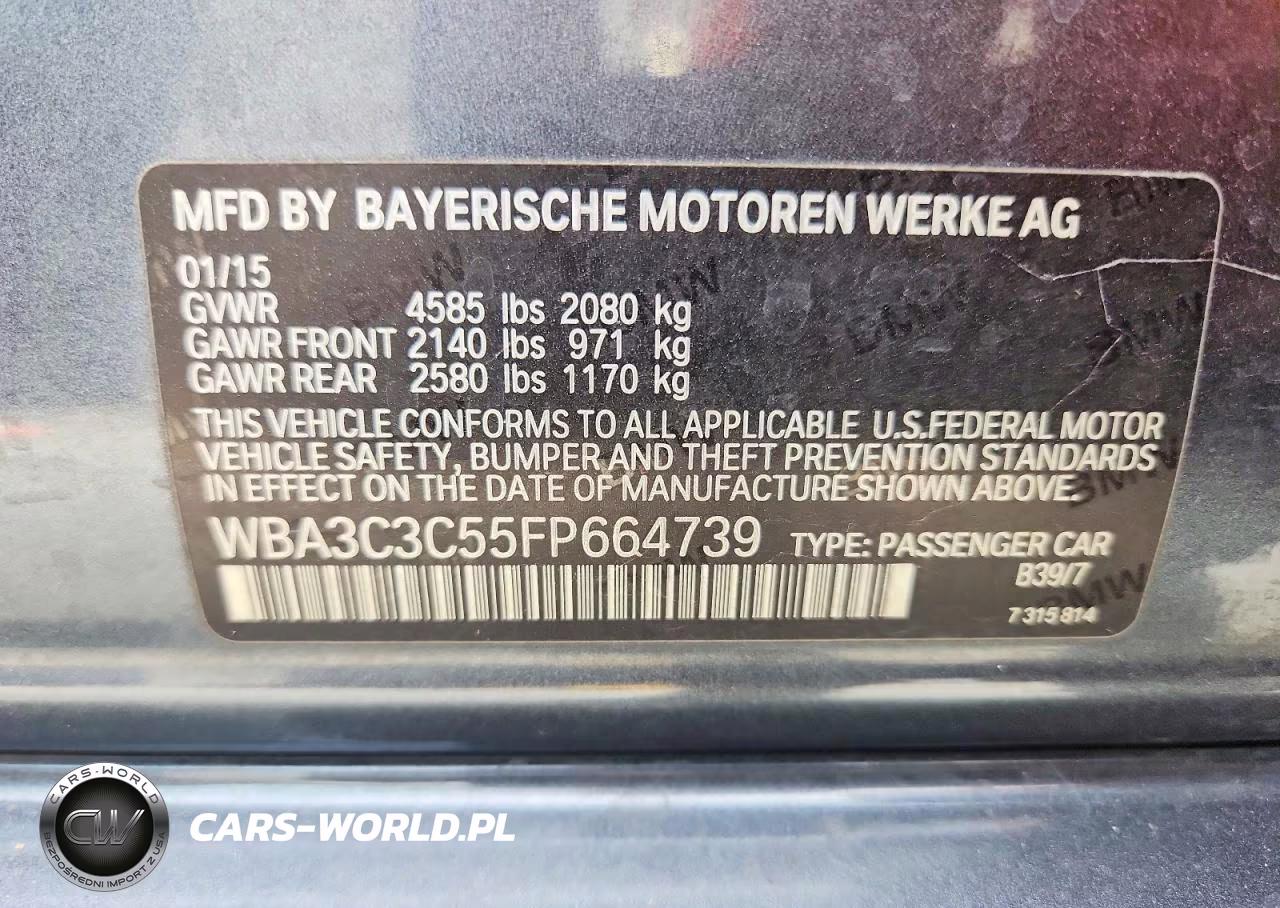 2015 BMW 320 I xDrive VIN:WBA3C3C55FP664739 - 12