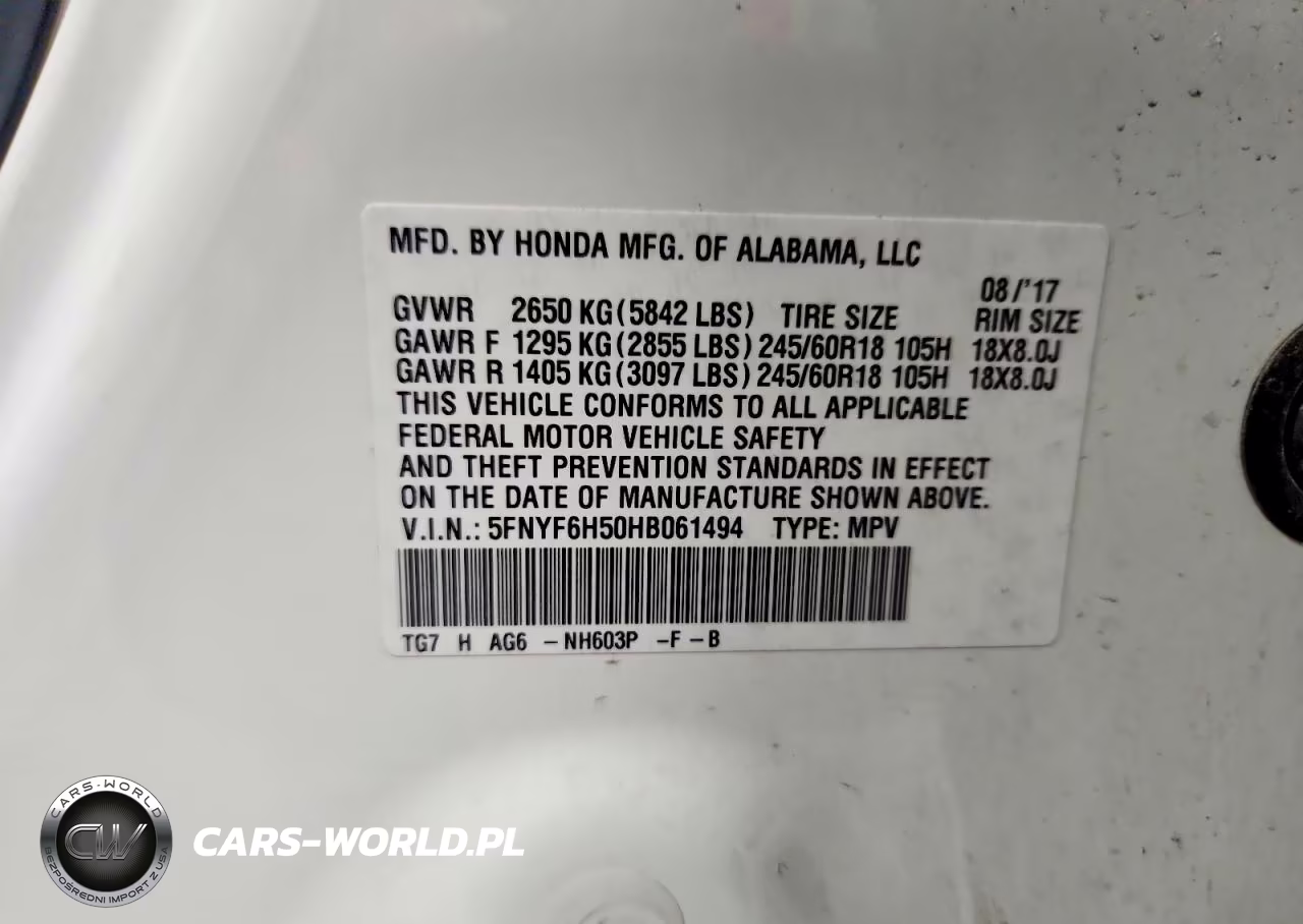 2017 Honda Pilot Exl VIN:5FNYF6H50HB061494 - 13