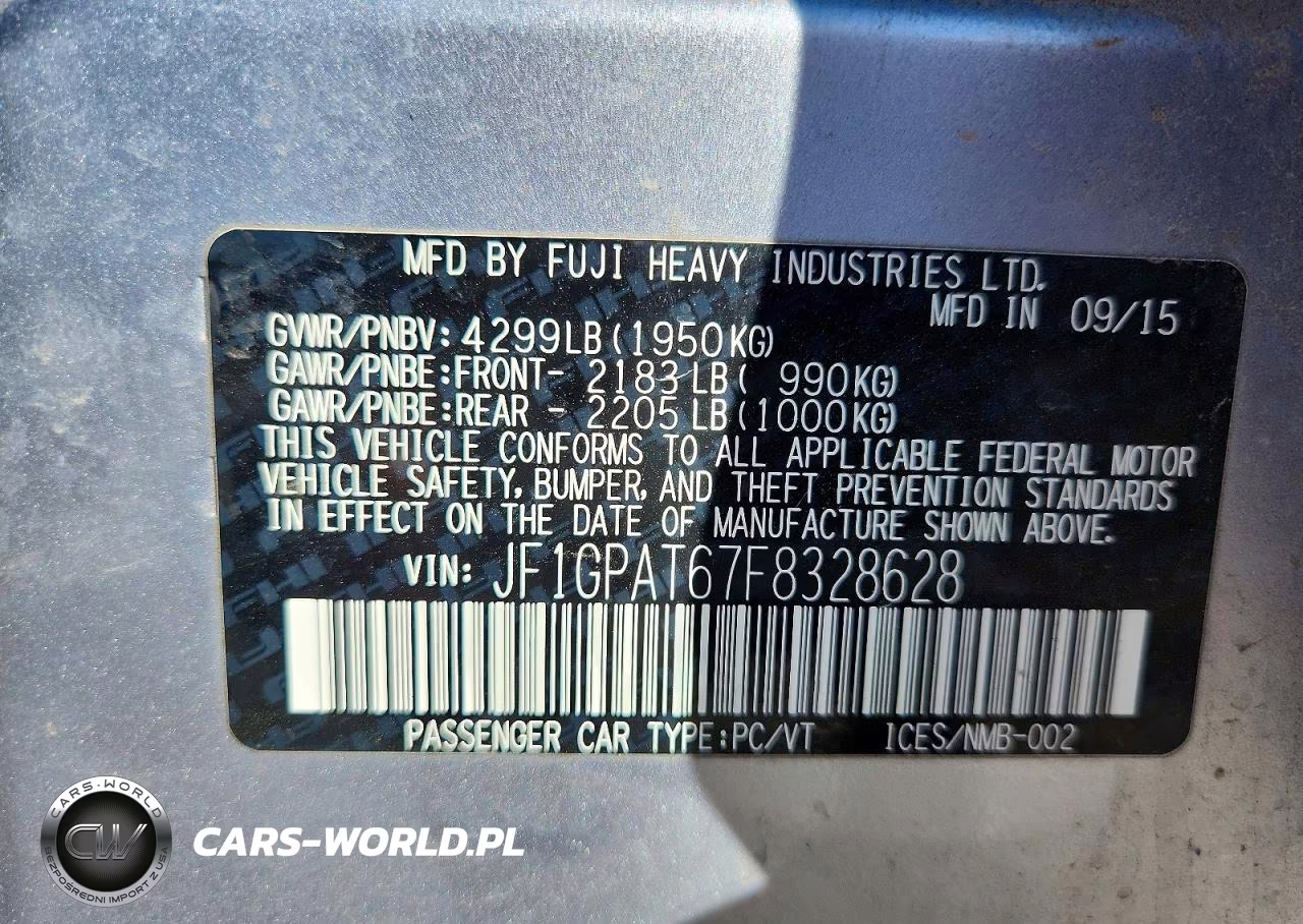 2015 Subaru Impreza Sport VIN:JF1GPAT67F8328628 - 12