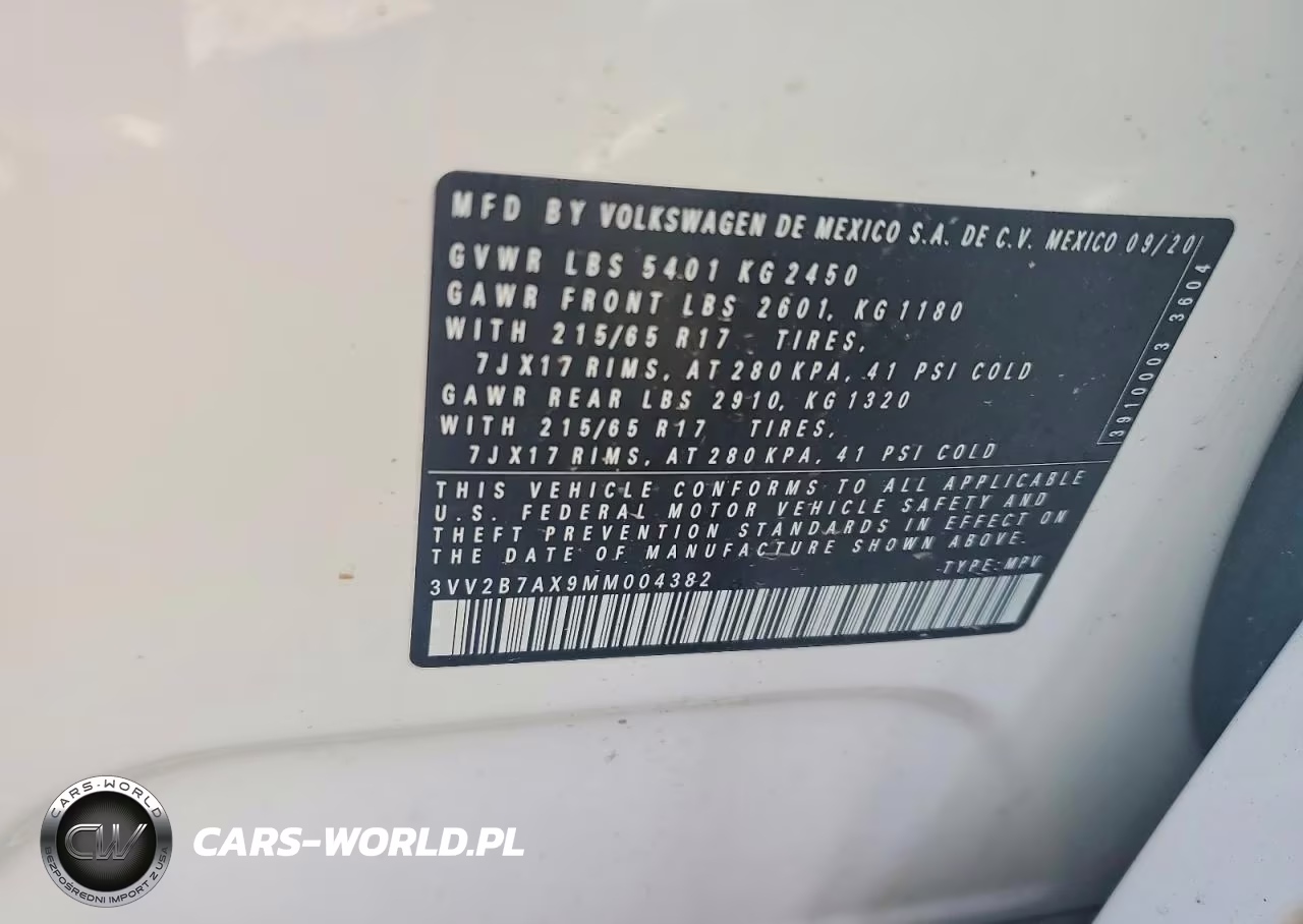 2021 Volkswagen Tiguan Se VIN:3VV2B7AX9MM004382 - 14