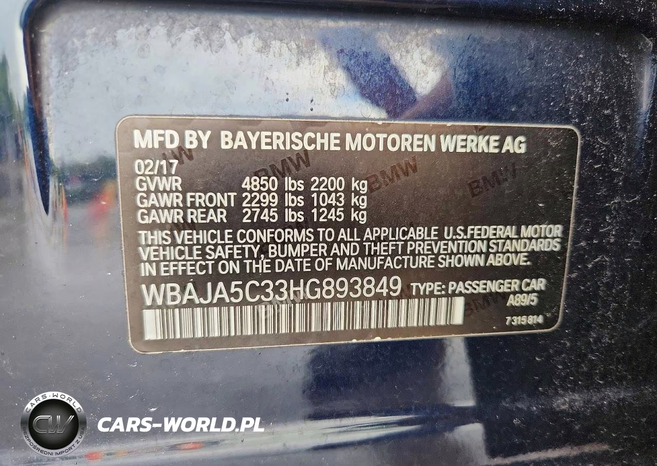 2017 BMW 530 I VIN:WBAJA5C33HG893849 - 12