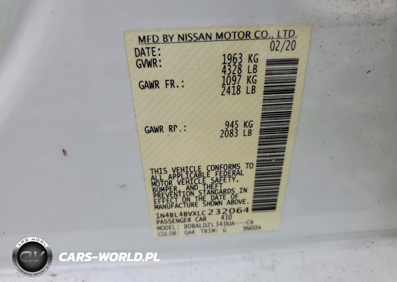 2020 Nissan Altima S VIN:1N4BL4BVXLC232064 - 13