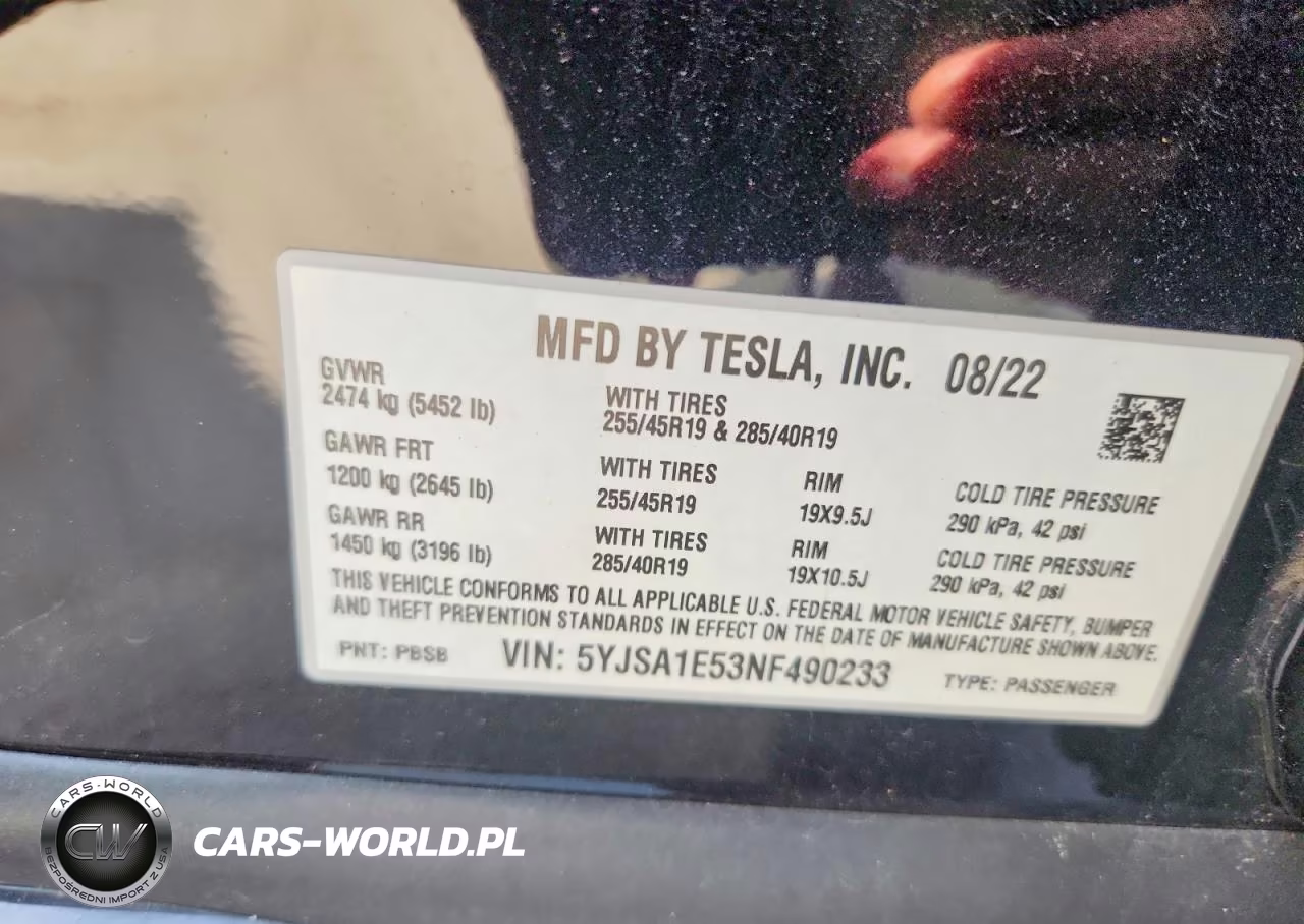 2022 Tesla Model S VIN:5YJSA1E53NF490233 - 12