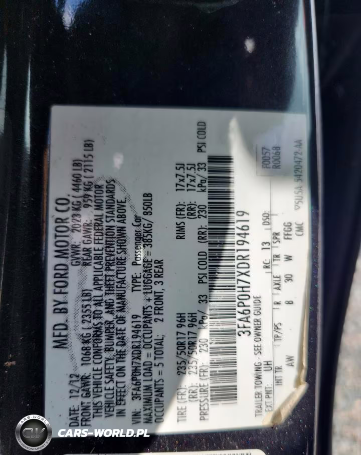 2013 Ford Fusion Se VIN:3FA6P0H7XDR194619 - 12