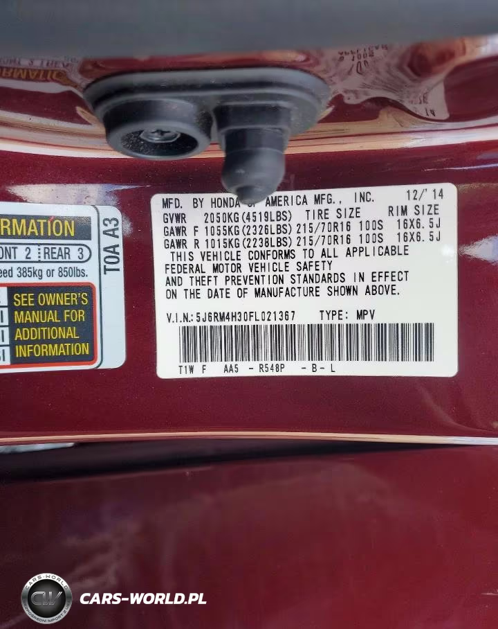 2015 Honda Cr-V Lx VIN:5J6RM4H30FL021367 - 14