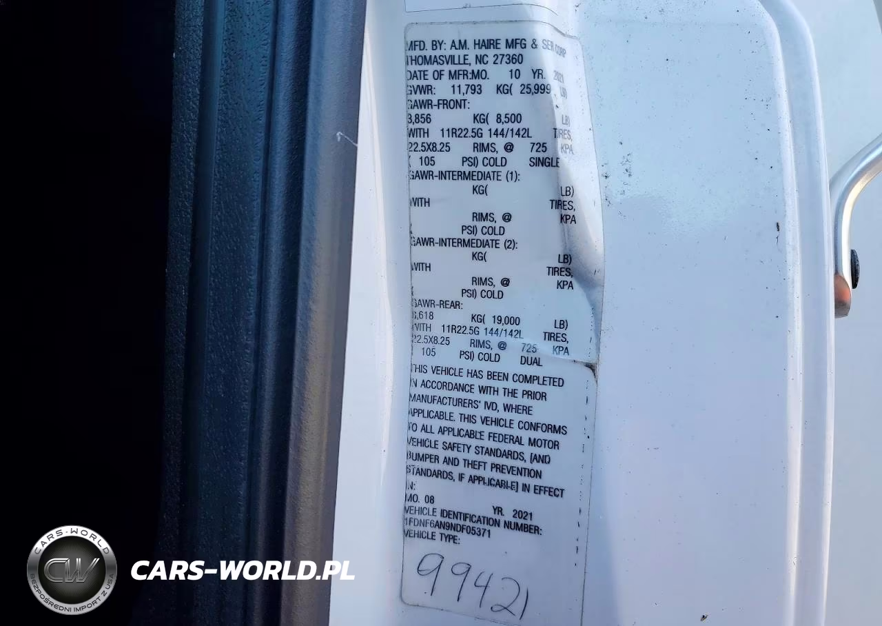 2022 Ford F650 Super VIN:1FDNF6AN9NDF05371 - 12
