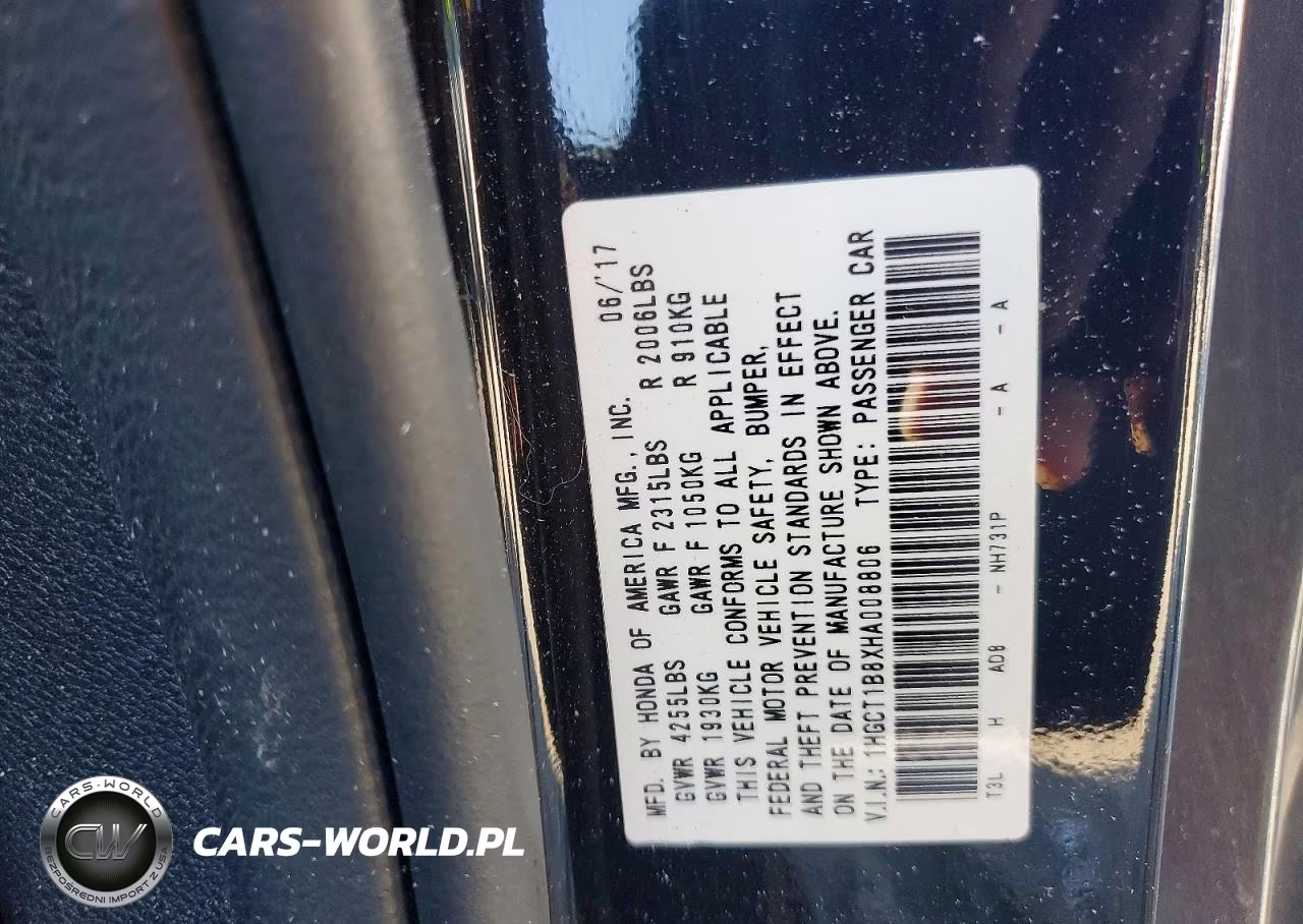 2017 Honda Accord Exl VIN:1HGCT1B8XHA008806 - 12