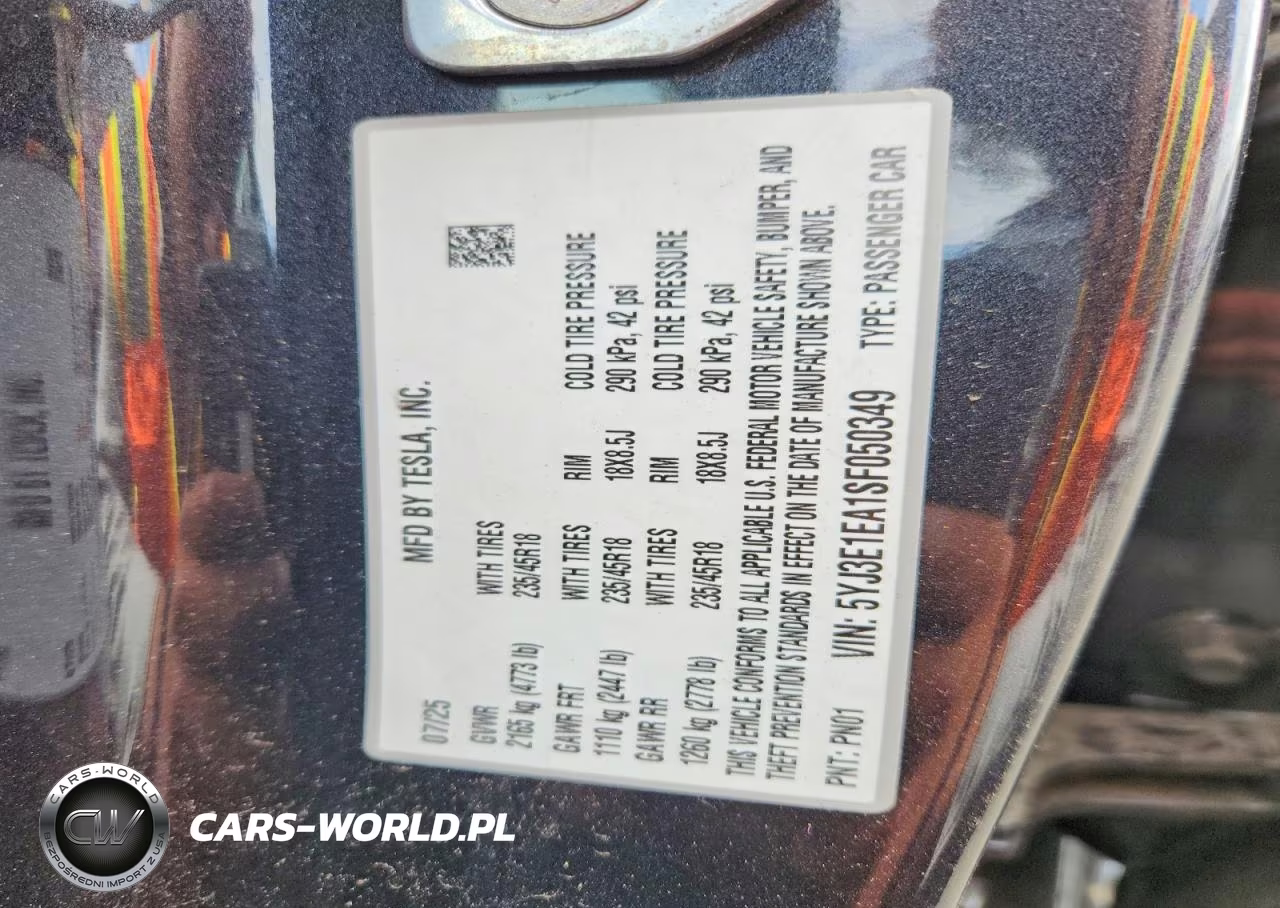 2025 Tesla Model 3 VIN:5YJ3E1EA1SF050349 - 12