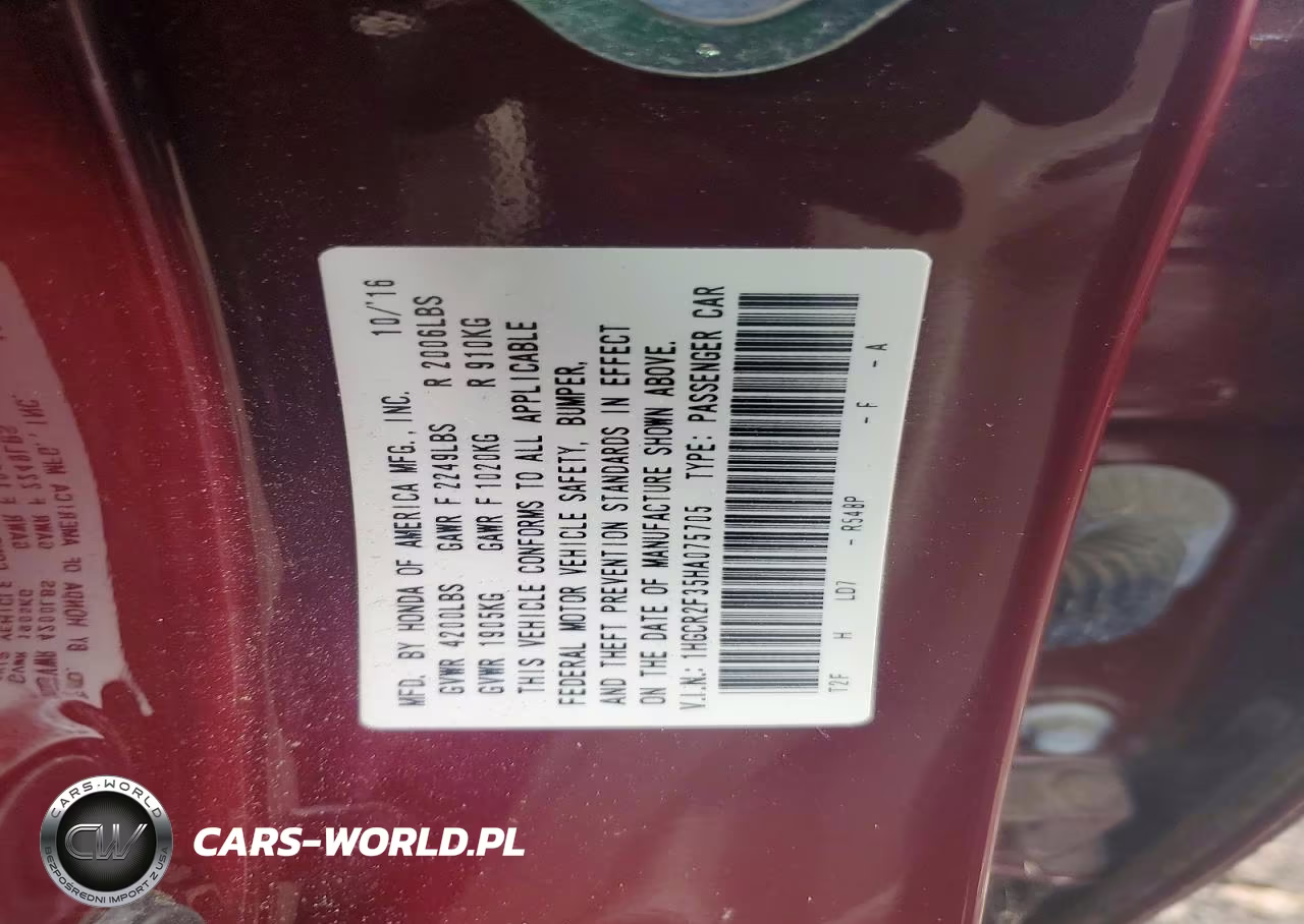2017 Honda Accord Lx VIN:1HGCR2F35HA075705 - 12