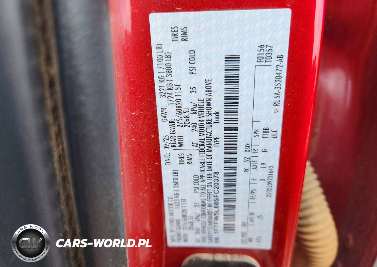 2025 Ford F150 Lariat VIN:1FTFW5L88SFC20378 - 12