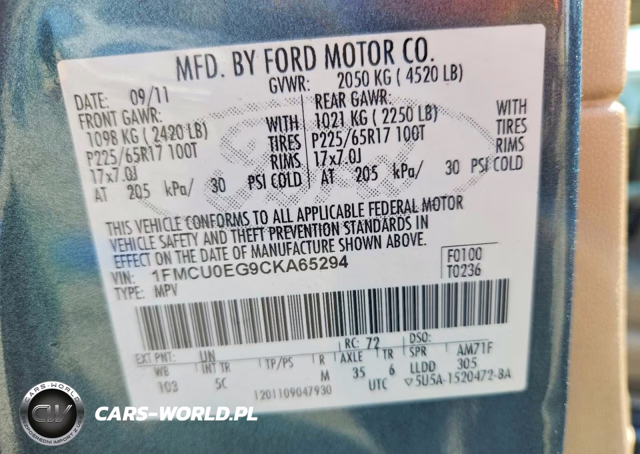 2012 Ford Escape Limited VIN:1FMCU0EG9CKA65294 - 12