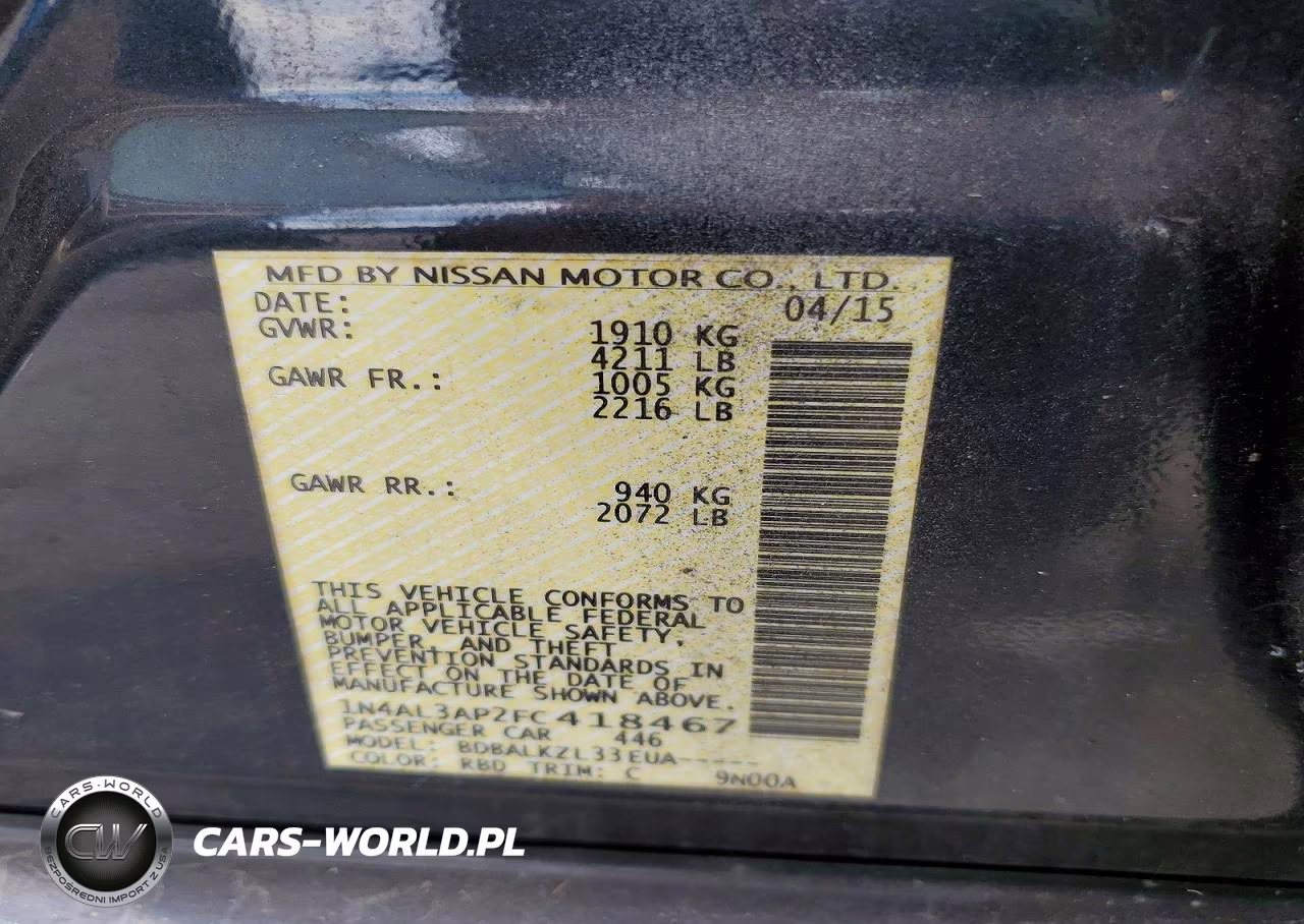 2015 Nissan Altima 2.5 Sv VIN:1N4AL3AP2FC418467 - 12