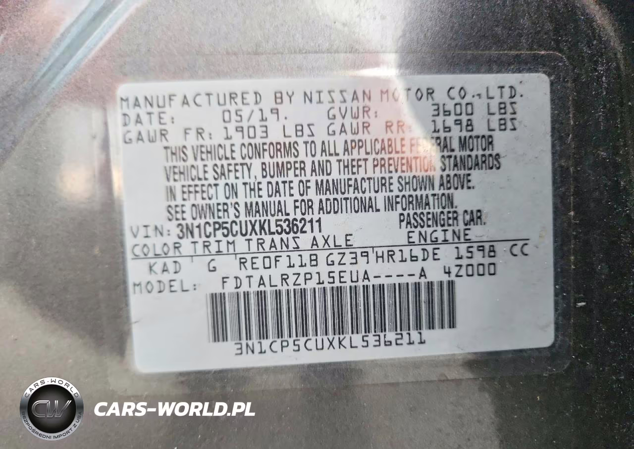 2019 Nissan Kicks S VIN:3N1CP5CUXKL536211 - 14