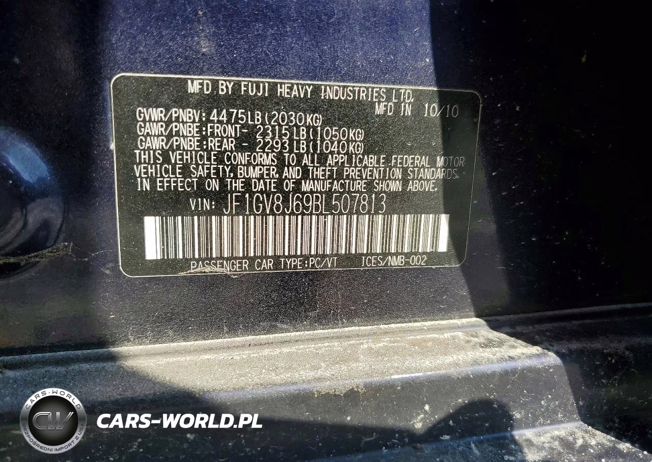 2011 Subaru Impreza Wrx Sti VIN:JF1GV8J69BL507813 - 12