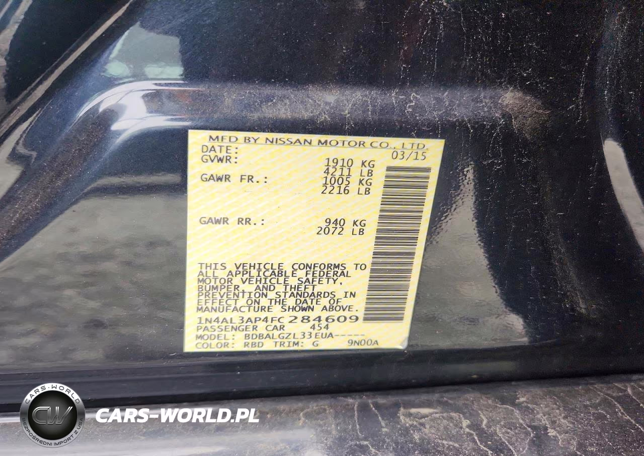 2015 Nissan Altima 2.5 S VIN:1N4AL3AP4FC284609 - 12