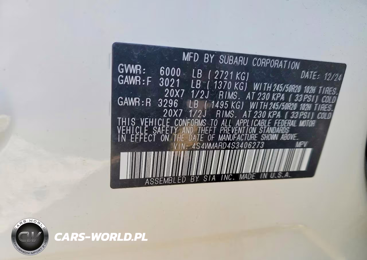 2025 Subaru Ascent Limited VIN:4S4WMARD4S3406273 - 14