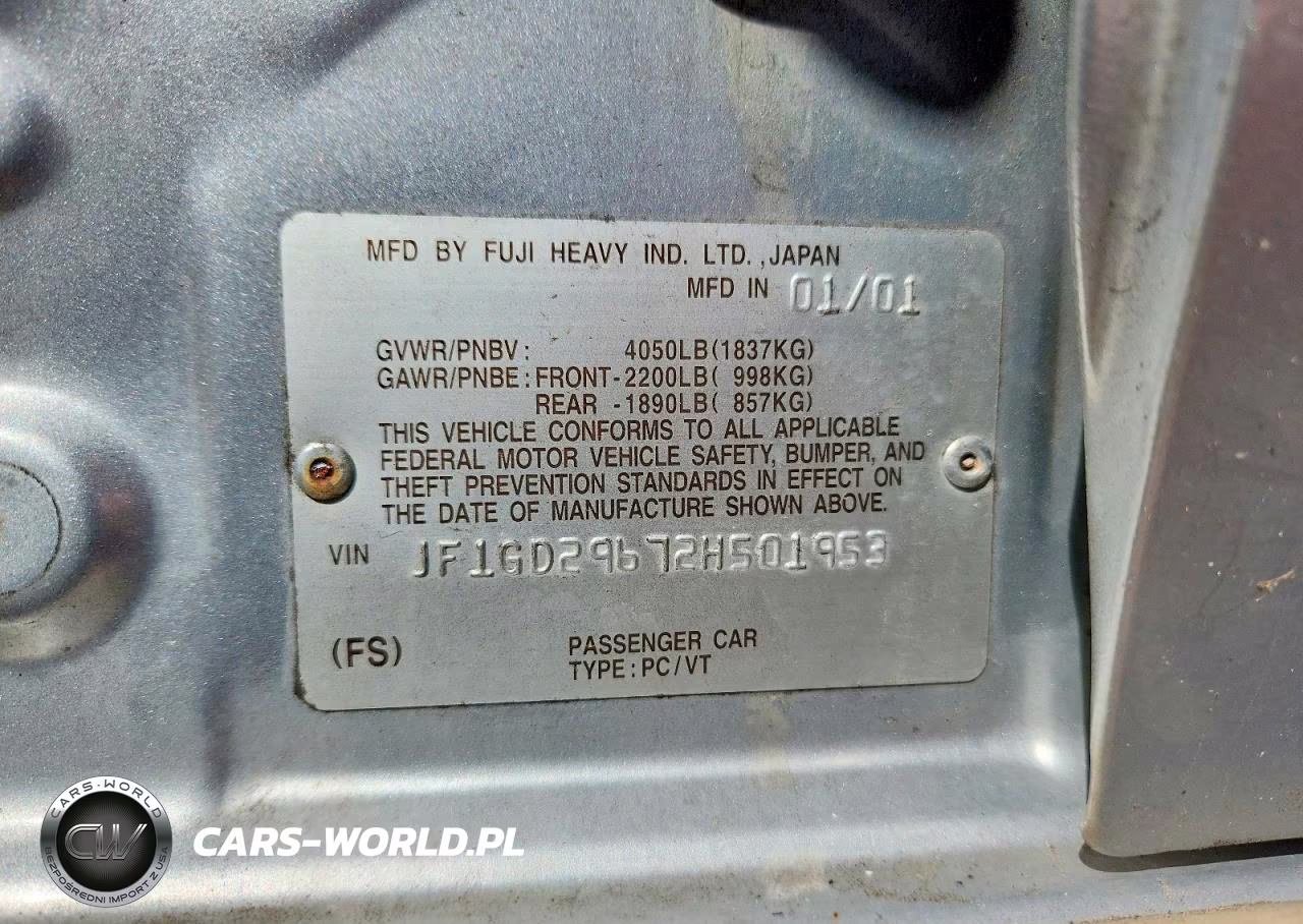 2002 Subaru Impreza Wrx VIN:JF1GD29672H501953 - 12